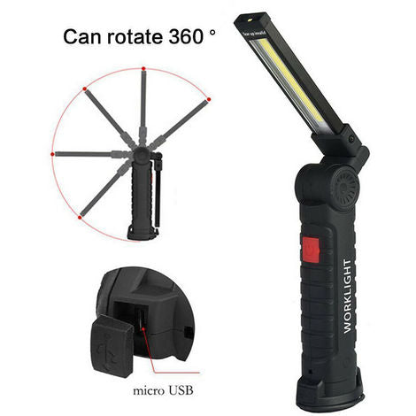 MINI TORCIA SNODABILE LED COB 10W RICARICABILE POTENTISSIMA CALAMITATA