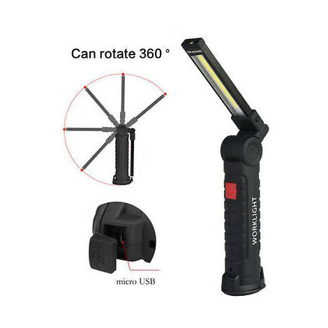 MINI TORCIA SNODABILE LED COB 10W RICARICABILE POTENTISSIMA CALAMITATA