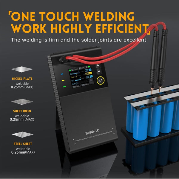 FNIRSI SWM-10 Saldatrice a Punti,SWM-10 5000 mAh Li,Saldatore A Punti Con Batteria Multiprotezione Staccabile,Mini Saldatore A Punti Per Nichel Da 0,25mm,Ferro,Acciaio,Lamiera Di Alluminio Da 0.3mm