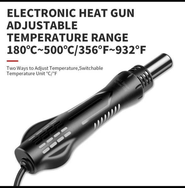 Stazione di Saldatura e dissaldatura ad aria calda per Smd con display digitale e 3 ugelli