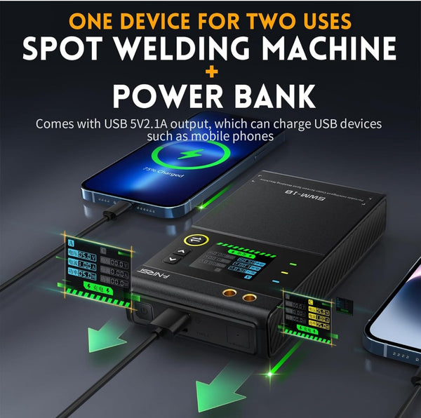 FNIRSI SWM-10 Saldatrice a Punti,SWM-10 5000 mAh Li,Saldatore A Punti Con Batteria Multiprotezione Staccabile,Mini Saldatore A Punti Per Nichel Da 0,25mm,Ferro,Acciaio,Lamiera Di Alluminio Da 0.3mm