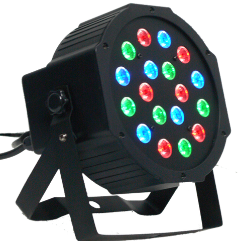 PAR LED 18 LED DA 1W CON DMX 6 LED BLU 6 VERDI 6 ROSSI